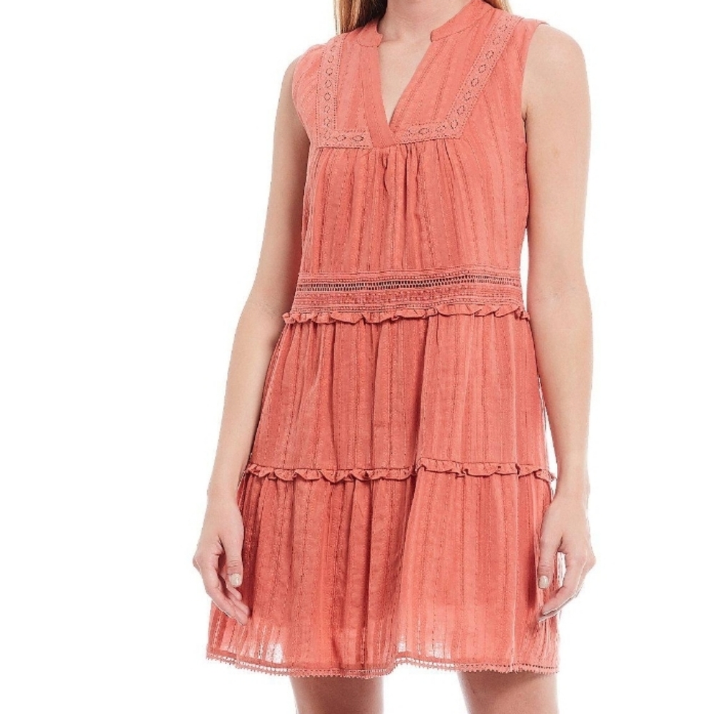 Summer Chelsea & Violet Sleeveless Lace Inset Ruffled Tiered Dress size Medium